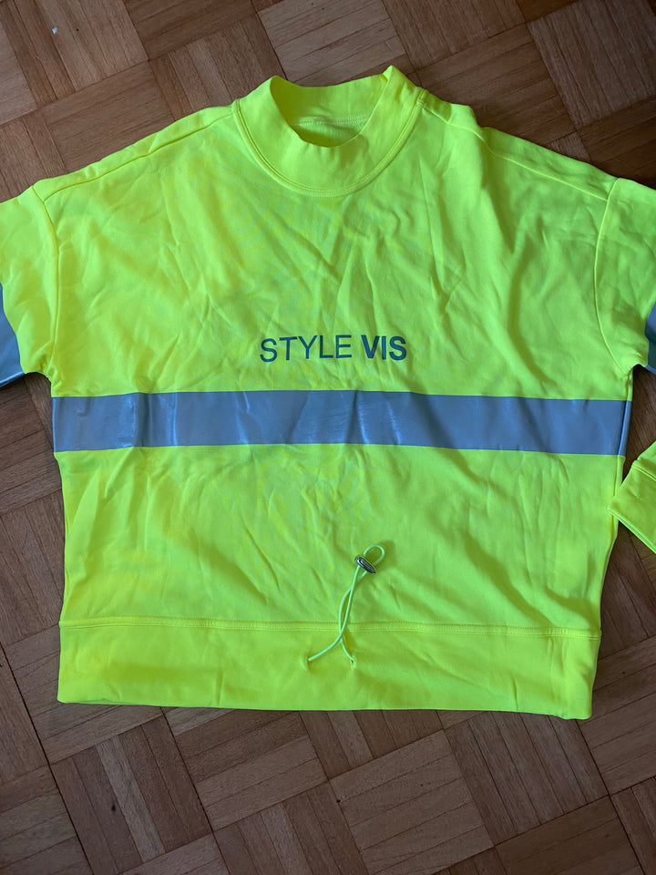Fluorescent yellow fleece lined lightweight top with draw string S