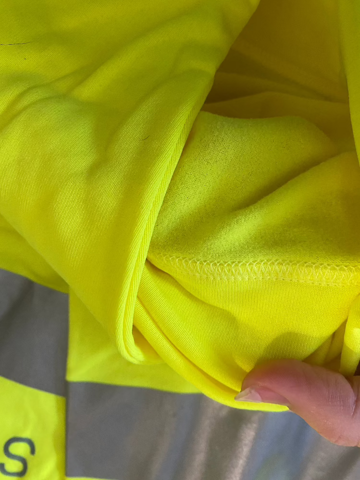 Fluorescent yellow fleece lined lightweight top with draw string S