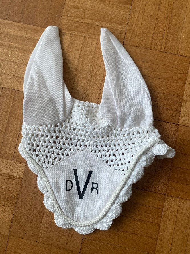 White pony ear bonnet Sample