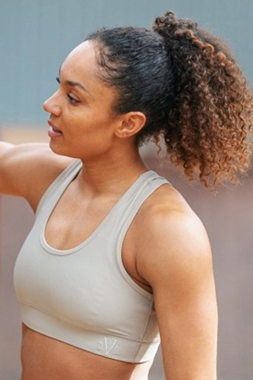 DVR Equestrian competition sports bra in sand beige nude