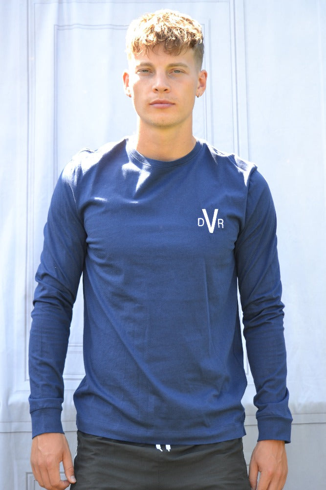 Mens navy blue organic cotton long sleeve top by DVR Equestrian