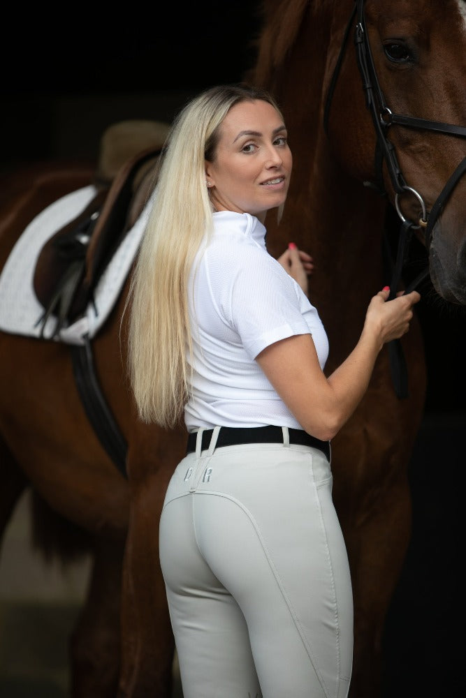 DVR Equestrian mesh white Santos shirt back with stone penny pull on 2.0s