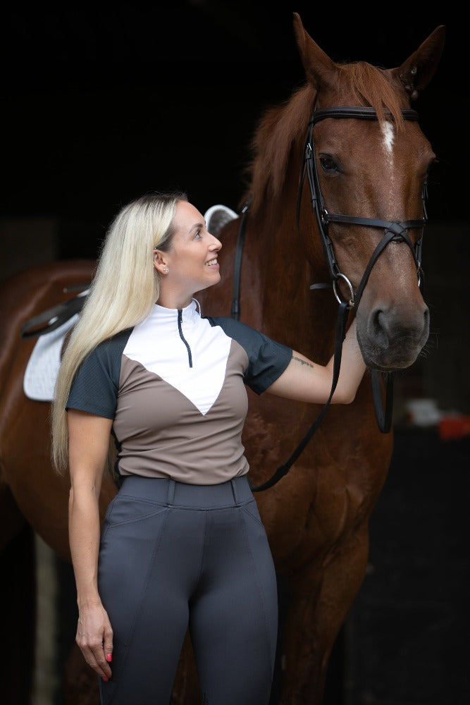 DVR Equestrian santos shirt in tri colourway with mesh back and sleeves