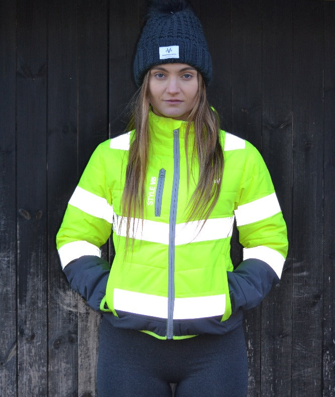 STYLE VIS high visibility yellow puffer jacket