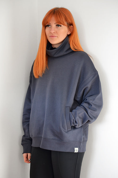 DVR Equestrian Samantha Slouchy Sweatshirt with high collar and pockets at front